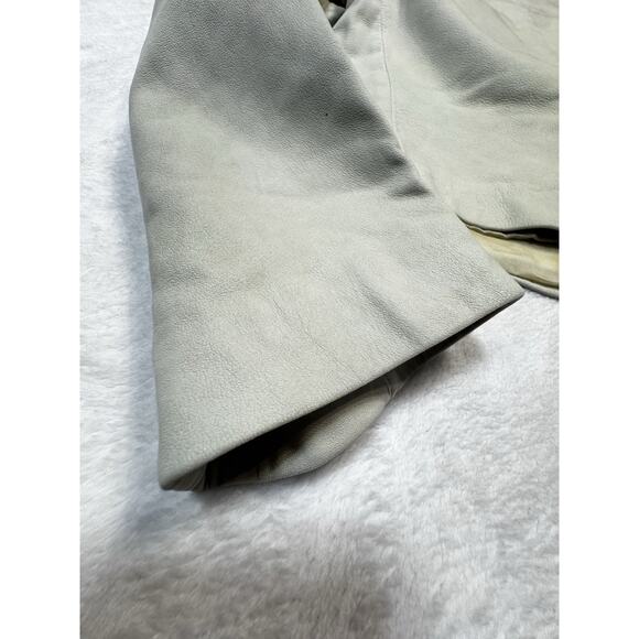 Max Mara Studio Beige Leather Jacket Quiet Luxury Minimalist Sz 10 Made In Italy - Picture 8 of 10